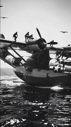 B-17 Bomber Prepares for Takeoff on the Sea — Rare Footage