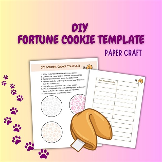 DIY Fortune Cookies Template - Paper Crafts for Pet Lovers-pet Party Activity-diy Paw Print PDF - Etsy