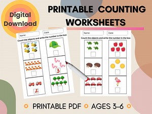 Counting Worksheets for Preschool & Kindergarten - Count the Objects 1-10 - Printable Math Activities - Digital Download - Etsy Canada