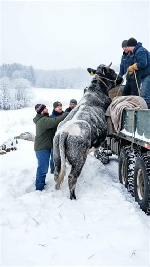 Frozen cow gets rescued