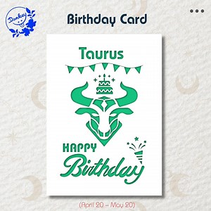Taurus Birthday Card, Birthday Card SVG, Zodiac Birthday Card, Birthday Card Cut File. - Etsy