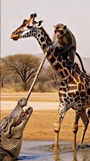 Crocodile vs Giraffe & Monkey – Wild Africa Moment! 🐊