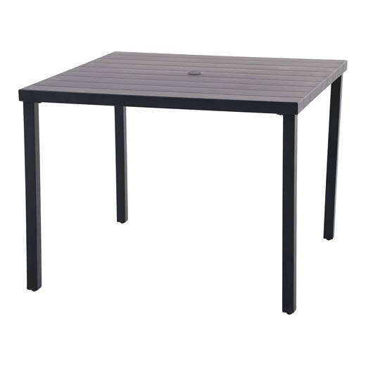 Table de salle à manger extérieure carrée FOR LIVING en acier avec surface en similibois texturé, noir | Canadian Tire