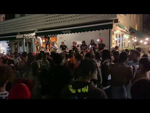 Miami Beach spring break calm by day, wild at night