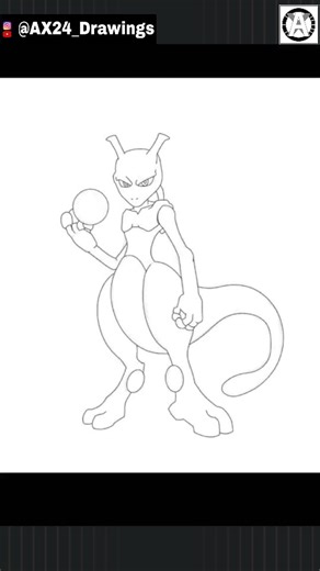 AX24_Drawings on Instagram: "Pokemon Fan Art : Mewtwo💥💥 . . . #pokémonfanart #mewtwo #mewtwofanart #pokemondrawings #mewtwodrawing"