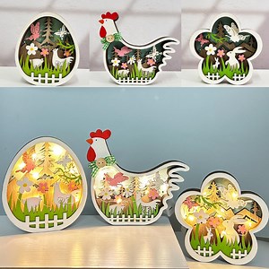 Handmade Wooden Easter Decor-wooden Multilayer Engraved 3D Egg/chicken/flower Wiht Light,desk Ornament,home Easter Decor,easter Gift for Her - Etsy