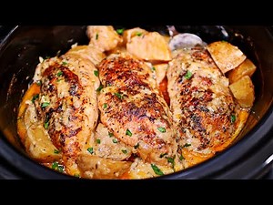 Easy Slow Cooker Creamy Garlic Butter Chicken and Potatoes Recipe