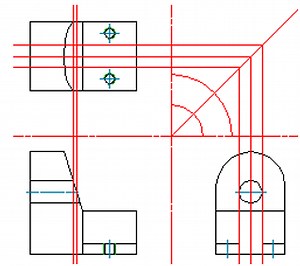 下書き線の”投影”機能を利用した三面図の作成方法 | AutoCAD Mechanical NAVI