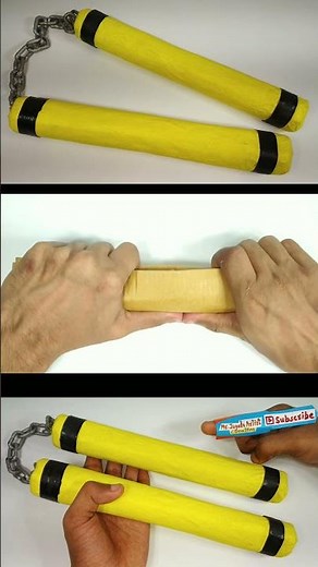 How to make Nunchucks, Nunchaku from Cardboard, Broomstick and Jute thread #short