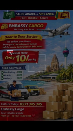 Embassy Cargo: Door-to-Door Service from Saudi Arabia to Sri Lanka