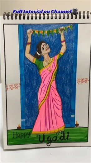 Ugadi Drawing Transformation 🌴 Full tutorial on channel ✨