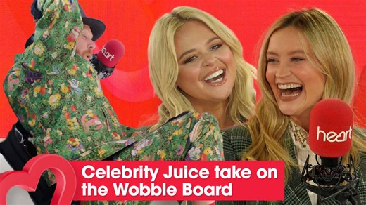 Keith Lemon, Laura Whitmore and Emily Atack take on Heart Breakfast's Wobble Board
