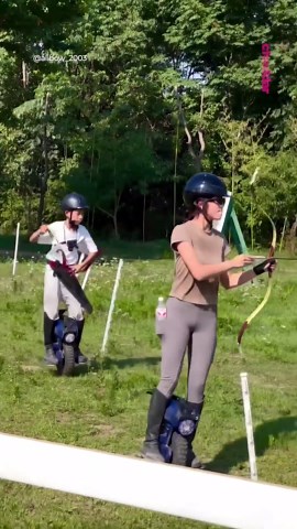 Horseback archery on electric unicycle, what should we name this sport?
