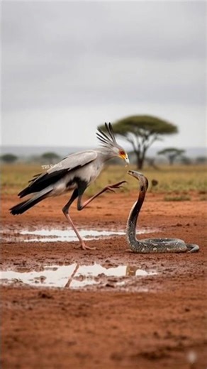 Savanna Showdown: Secretary Bird vs Cobra 🦅🐍