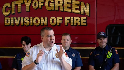 Green resident Tracy Anton thanks first responders for saving her life