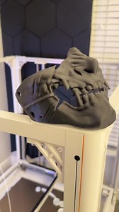 Update on the world's largest oni mask. Printing on the giant Orange Storm Giga by @Elegoo 3D Official with elegoo high speed, and regular pla. Also pla by @SUNLU 3D | Michael Wong
