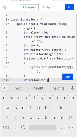 Binary search Java program #codingguru #youtubeshorts 😎