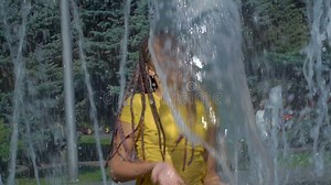 The Girl Splashes in the Fountain Stock Footage - Video of smiling, leisure: 101271348