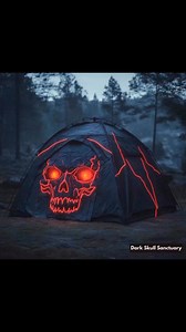 Because nothing says ‘welcome to the woods’ like a glowing demon skull staring into the forest | Dark Skull Sanctuary