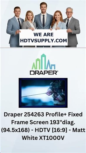 Draper 254263 Profile+ Fixed Frame Screen 193"diag. (94.5x168) - HDTV [16:9] - Matt White XT1000V
