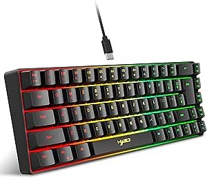 Wired Gaming Keyboard, 68-Key RGB Lighting Gaming Keyboard, RGB Backlit Mini Keyboard, Small Ultra-Compact 68 Keys Keyboard for PC/Mac Gamer, Typist, Travel, Easy to Carry on Business Trip - Black