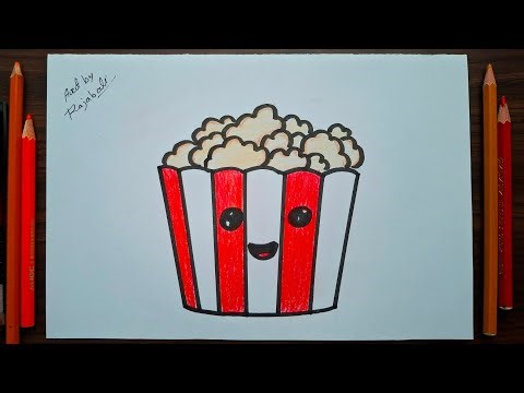 How To Draw Popcorn Easily||popcorn Cup Drawing