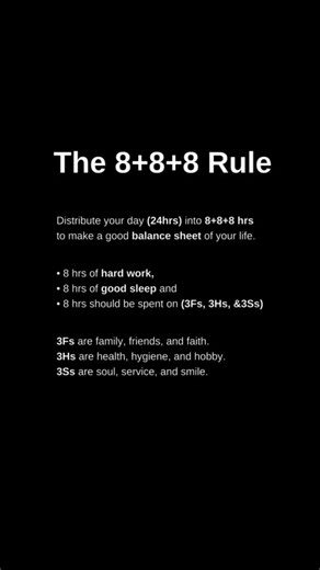 The 8+8+8 Rule #motivation #shorts #lesson #rules #law
