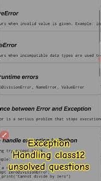 Exception Handling class12 series| unsolved questions #computerscience #pythonforbeginners #shorts