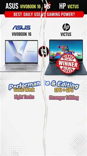HP Victus v/s ASUS Vivobook 16 Laptop ⚡ Study or Gaming? #shorts #short #shortvideo