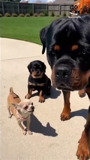 Small Dog Barks at Big Dog and Gets an Unexpected Surprise! #viralvideo #trending #mustwatch