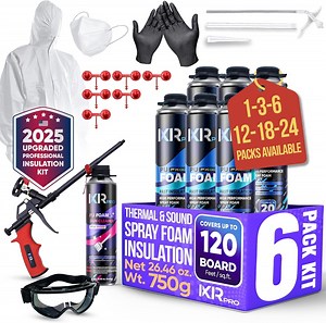 Ixirpro Spray Foam Insulation Kit (6 PK) - High Density, Closed Cell, Heat & Acoustic Insulation