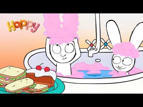 Bath Time at the Hotel with Simon and Gaspard 🛁🌈 Hoppy Friends Family