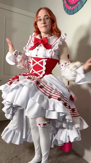 Sarah Spaceman Cosplay on Instagram: "Here’s how she’s looking so far! If you didn’t catch the videos on YouTube yet, I cover how I did absolutely everything for this cosplay, so if you’re curious about anything you should absolutely check it out 🤗 #cosplay #mikucosplay #hatsunemiku #mikuxstrawberry #handmadecosplay #dresses #vocaloid #cosplayprogress #cosplaywip #15thanniversarymiku"