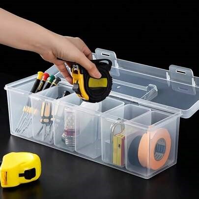 7 Pieces (6 Small Boxes + 1 Large Box) Tool Parts Storage Box, Multi-Compartment Portable Transparent Tool Storage Case, Household Screw, Wrench, Hardware Accessory Classification Storage Box, Toy Organizing Box, Portable Compartmental Organizing And Categorizing Box, Toolbox, Tool Classification, Small Tool Storage, Small Part Storage | SHEIN