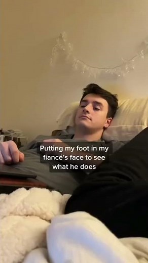 putting my foot in my fiancé’s face to see what he does prank #shorts