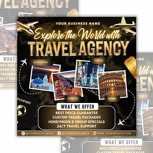 Travel Agent Flyer, DIY E-flyer Template, Travel Flyer, Vacation Flyer, Travel Agency, Social Media Flyer, Canva Editable, Instant Download - Etsy