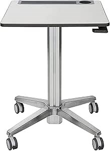 Ergotron – LearnFit Mobile Standing Desk, Adjustable Height Small Rolling Laptop Computer Sit Stand Desk with Wheels for Classroom, Office, Medical or Home Use – Adjusts from 29 to 45 Inches – Grey