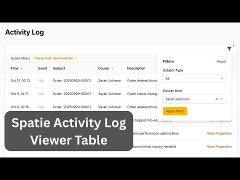 Spatie Activity Log Viewer in Filament: Custom Page with Table