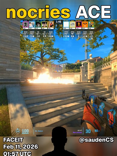 nocries - ACE | Overpass | FACEIT CS2 Highlight | Feb 11, 2026 01:57 UTC ▶ Player: nocries ▶ Game Stats: 26-20, 1.3 K/D, 132.9 ADR ▶ Crosshair-Code: CSGO-sfPQa-CdFAX-j3cON-C95AM-yLchQ ▶ Map: Overpass ▶ Play time: Feb 11, 2026 01:57 UTC #nocries #Faceit #counterstrike #CS2