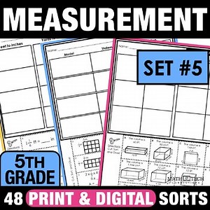 5th Grade Math Measurement Review Worksheets Volume, Converting Measurements