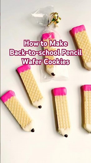 Back to school pencil wafer cookies made with merckens chocolate melts