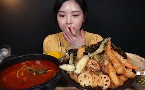 【Boki 字幕版 无剪辑版合辑】天丼(天妇罗盖饭)、辛奇乌冬面吃播