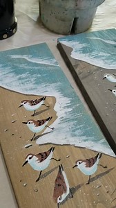 NEW SIZE Sanderling Art - Beach Painting - Beach House - Plaque - Sandpipers - Coastal Decor - Vertical Wall Art - Whitewash Finish - Etsy
