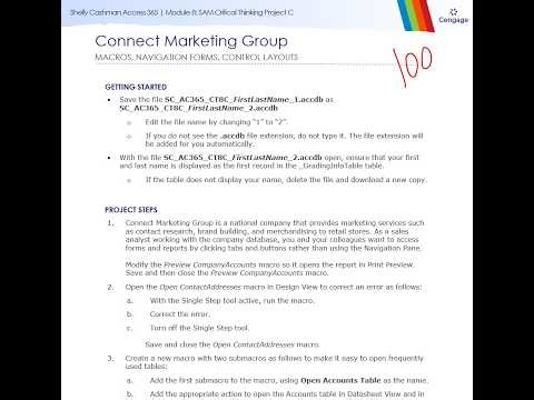 Shelly Cashman Access 365 | Module 8: SAM Critical Thinking Project C