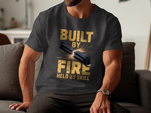 T-shirt Built by Fire, T-shirt de soudage, cadeau artisanal, chemise de ferronnier d'art, cadeau de travailleur de la construction, chemise de ferronnier d'art, T-shirt fait main - Etsy France