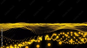 Abstract and technology dots wave background animation. Dot pattern with halftone effect. abstract wave technology background with yellow color digital Dot background animation.