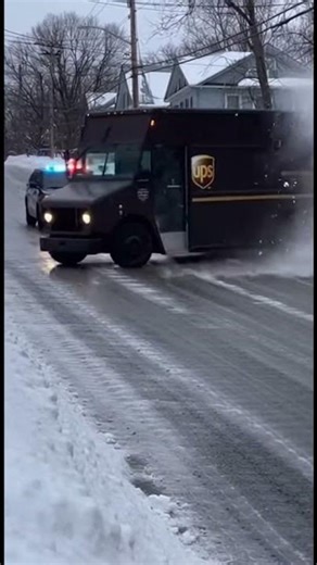 Delivery Truck Goes Out of Control in Snow — Police in Hot Pursuit! 😱