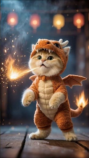 What Pokémon is this?? 🔥 | Baby Charmander-Kitten Spits Fire!