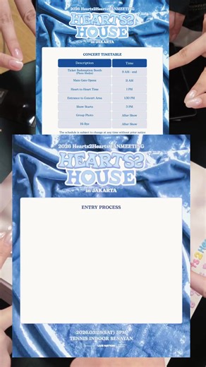 (EVENT INFORMATION) Hearts2Hearts Fanmeeting in Jakarta - CONCERT TIMETABLE ! Berikut detail untuk jam fanmeeting dan proses masuk ke venue nanti !!! Source : dyandraglobal #Hearts2Hearts #하츠투하츠 #H2H #fyp