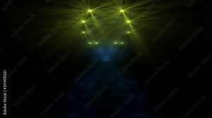 Led screen pixel light flashing with spotlights, shines, lights flare, glowing spots of lights animation for your different projects, music videos. VJ Loop.